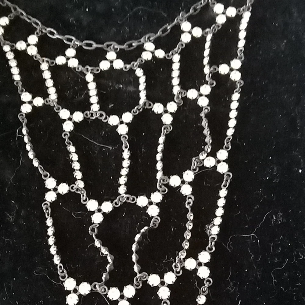 Dramatic Silver-Tone Rhinestone Draped Statement Necklace - Picture 2 of 3